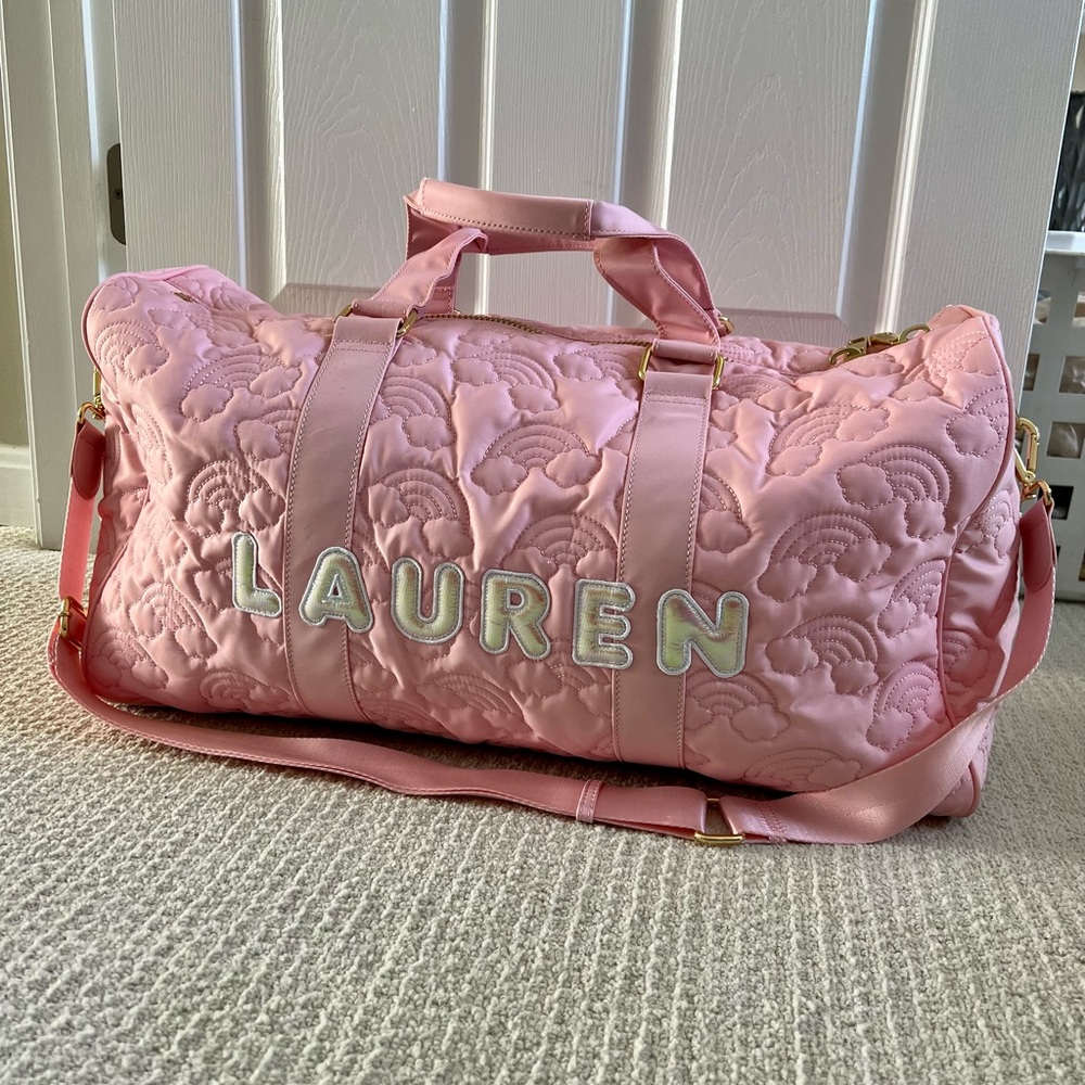 Stoney Clover Puffy Over The Rainbow Duffel Bag with LAUREN patches